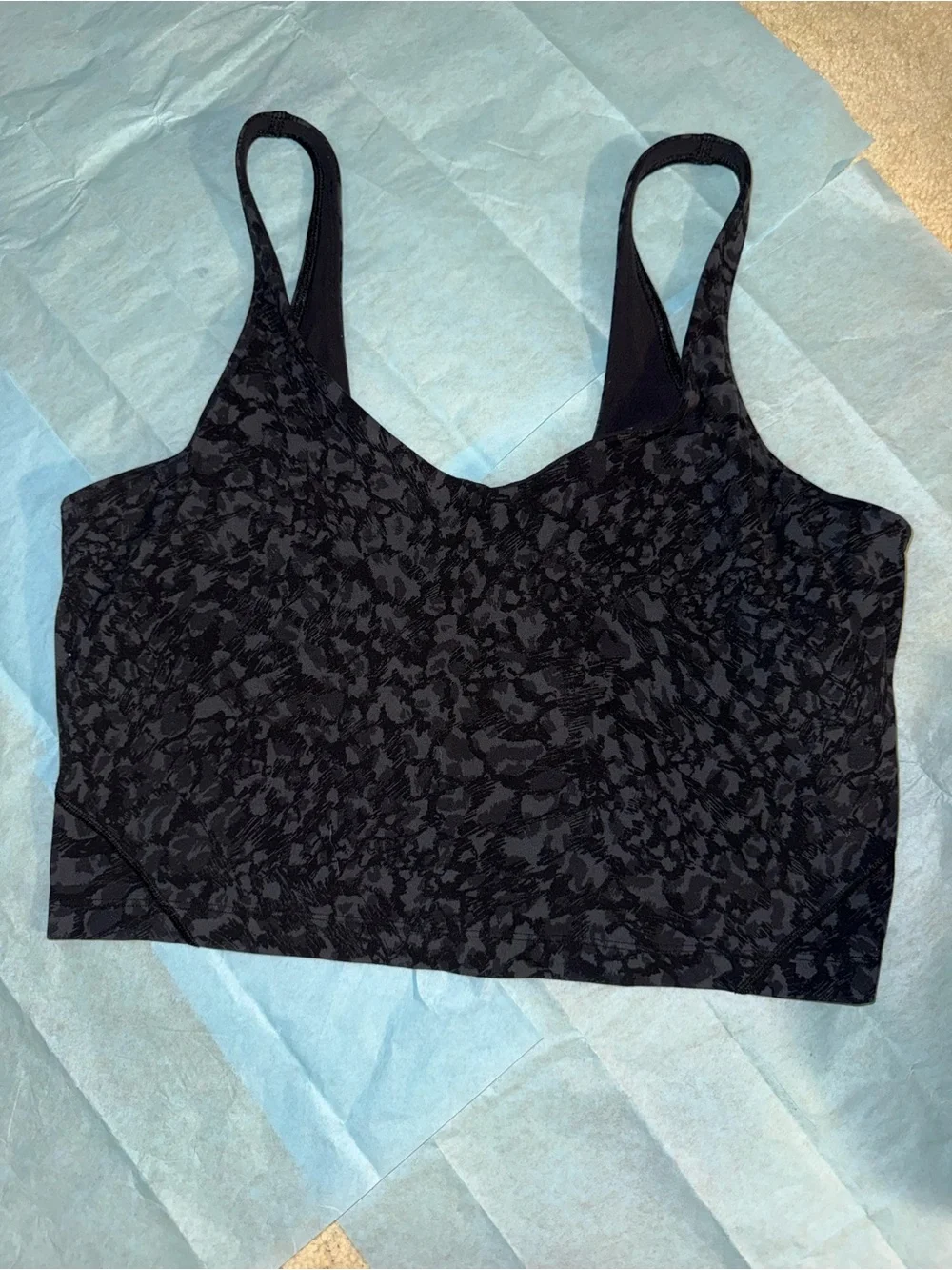 lululemon athletica Black Textured Crop Tank with Wide Straps